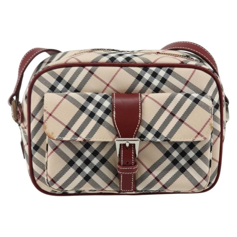 Authentic BURBERRY Nova Check Blue Label Shoulder Bag Canvas Beige Silver - Picture 9 of 16